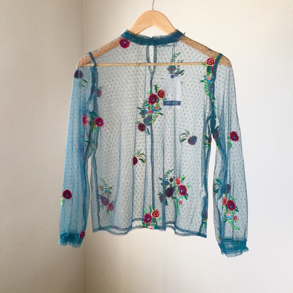 Closet ClearOut! ⚡  ZARA embroidered tulle blouse